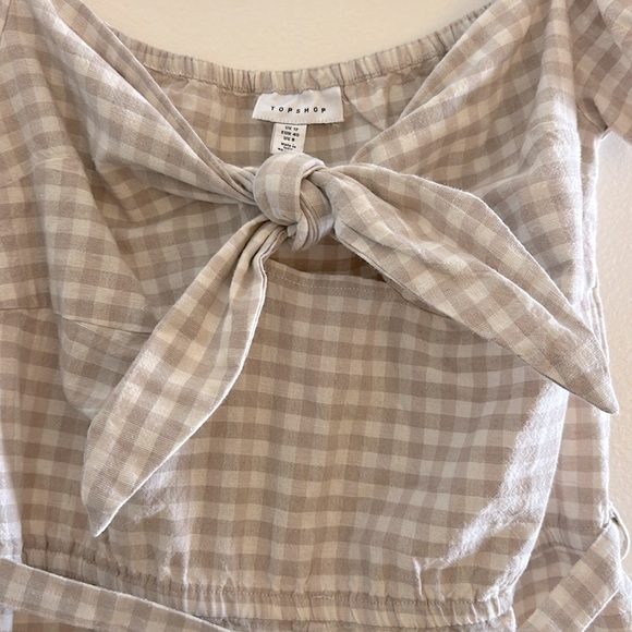 Topshop Gingham Off-the-Shoulder Romper Size 8 - Picture 6 of 8